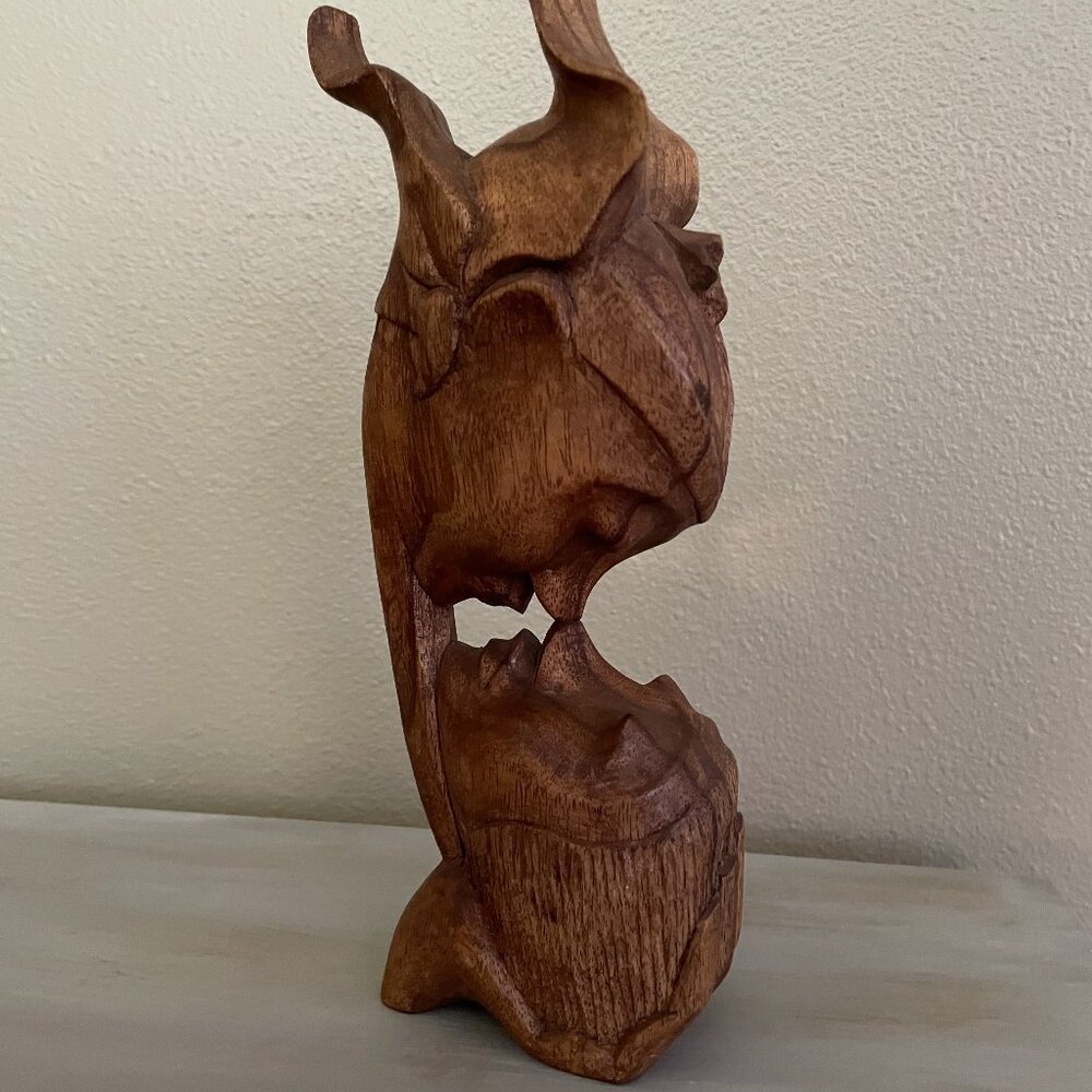 Carved Wood Balinese Fertility Couple Sculpture